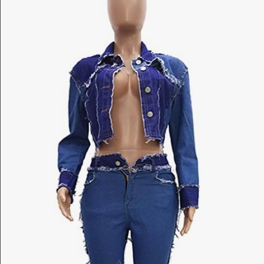 Two piece denim pants set